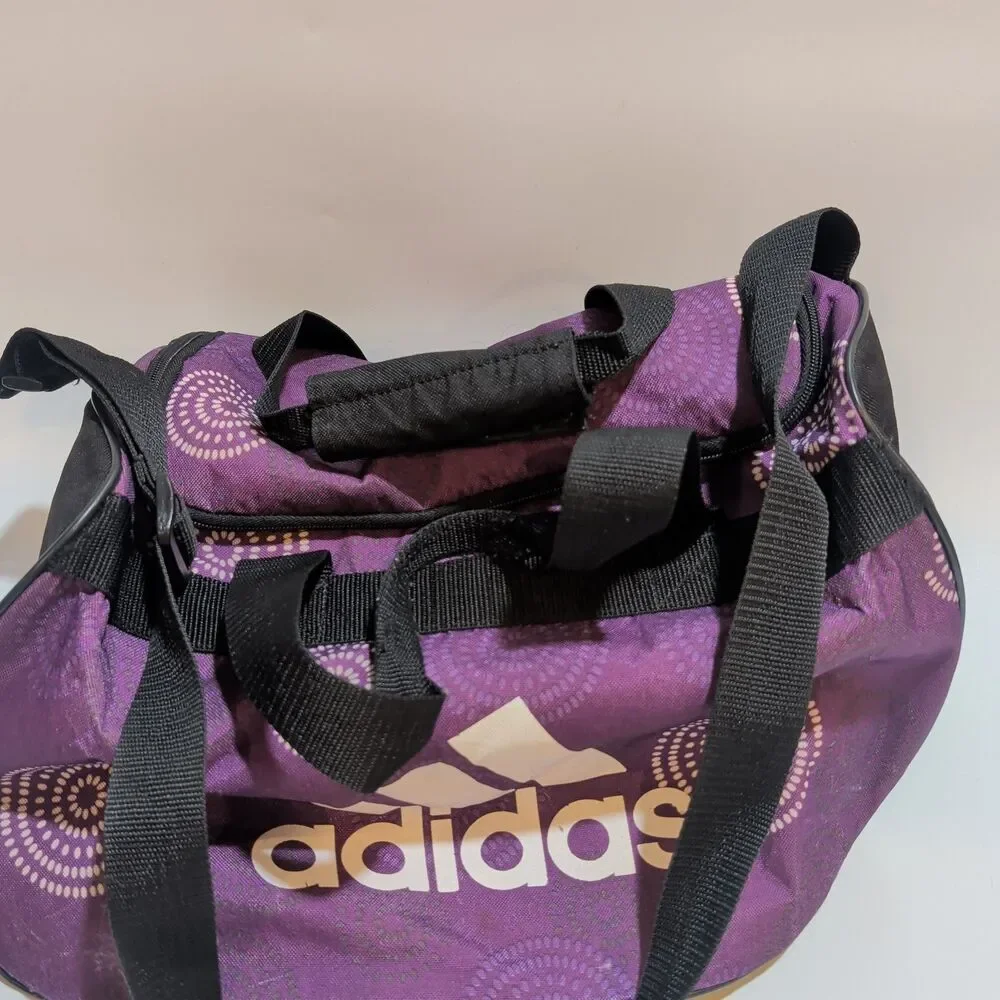 Adidas Gym Duffel Bag – Purple & White Circle Design Lightweight & Durable 18in